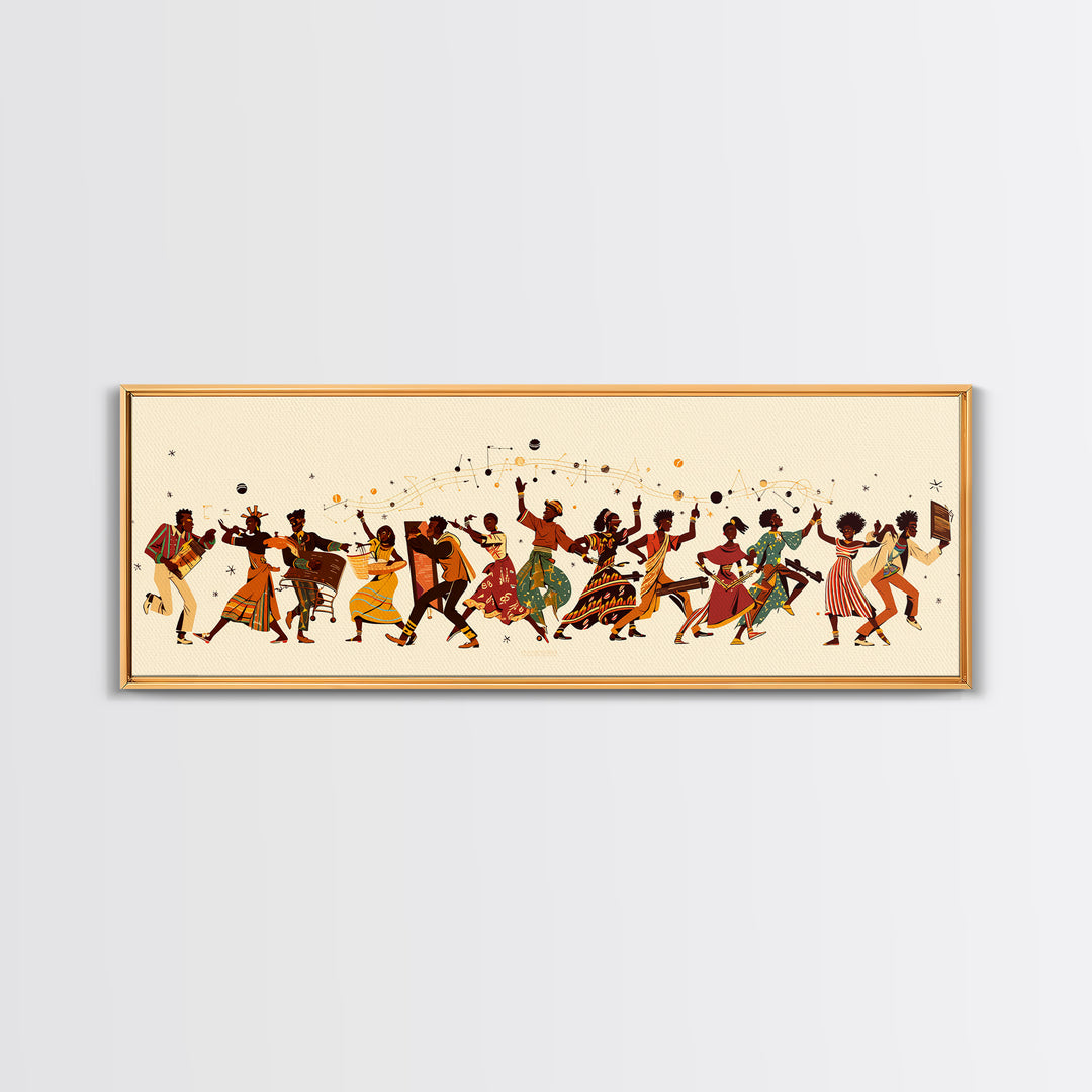 Joyful African Celebration Dancers Canvas Print, Afrocentric Wall Art, Black Women Art, Cultural Home Decor, Festive Gift