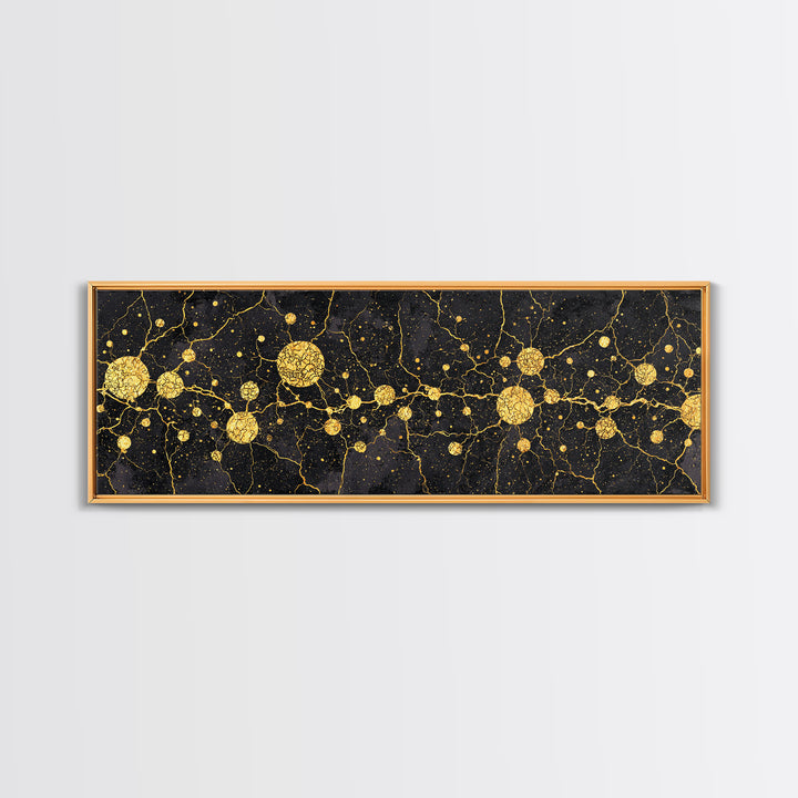 Black Marble Gold Constellation Abstract Wall Art, Luxury Canvas Print, Modern Geometric Living Room Decor Housewarming Gift