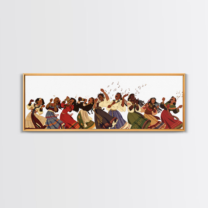 Joyful African Women Dancing And Singing In Colorful Dresses Wall Art, Cultural Canvas Print, Afrocentric Home Decor Gift