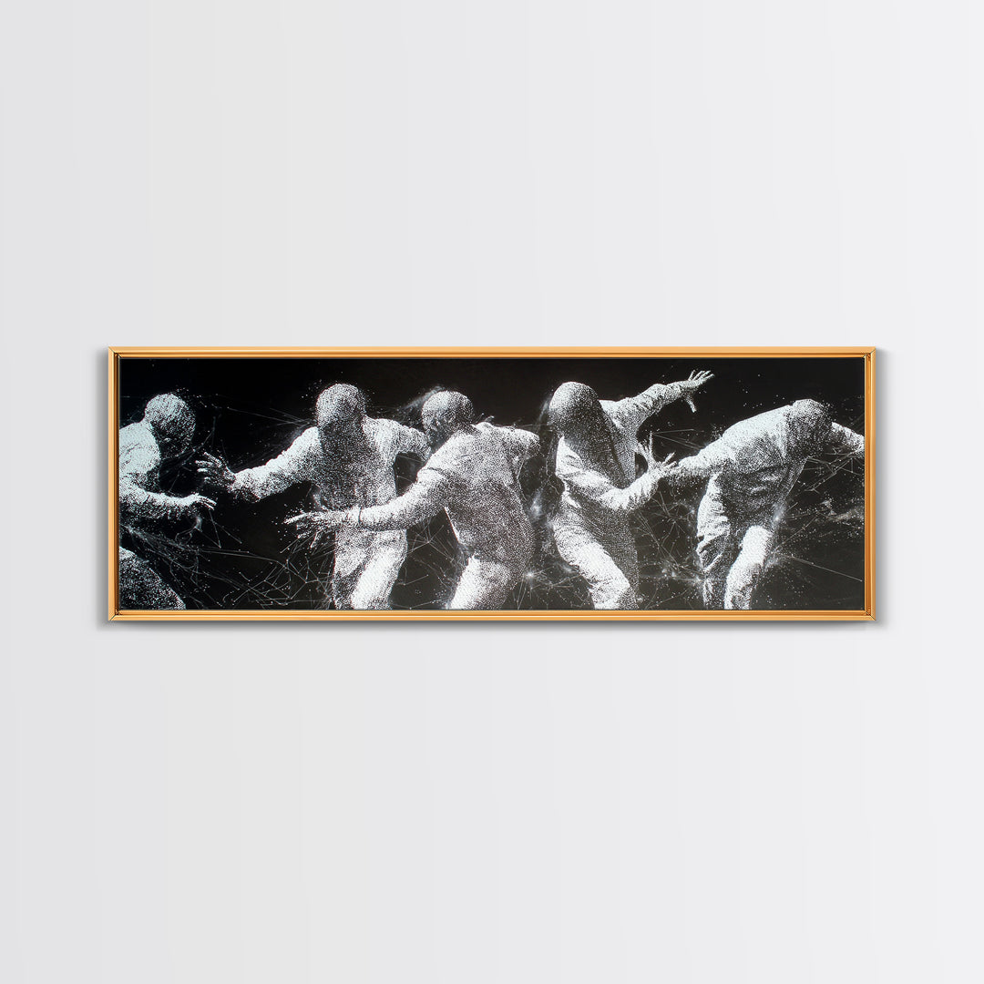 Black And White African Dancers In Dynamic Motion Wall Art, Abstract Canvas Print, Modern Cultural Statement Home Decor Gift