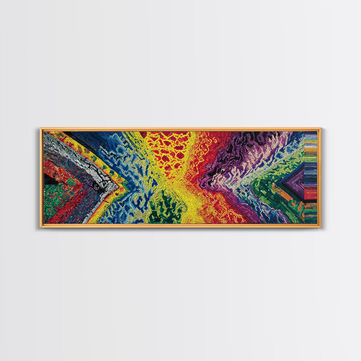 Explosive Rainbow Abstract Canvas Print, Textured African Inspired Landscape, Colorful Wall Art Decor, Modern Abstract Art
