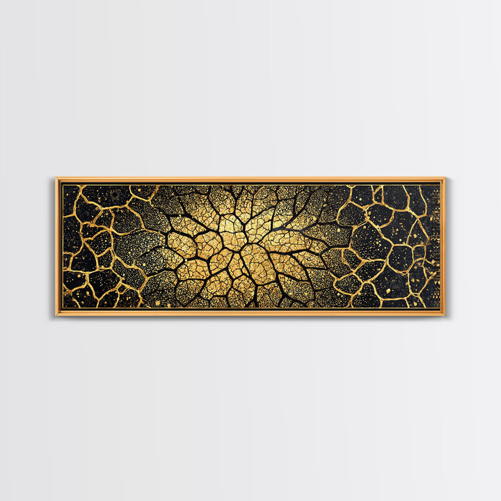 Black And Gold Cracked Mosaic Wall Art, Geometric Wall Art, Luxury Canvas Art, Earth Tone Wall Decor, Statement Piece, Home Decor Gift
