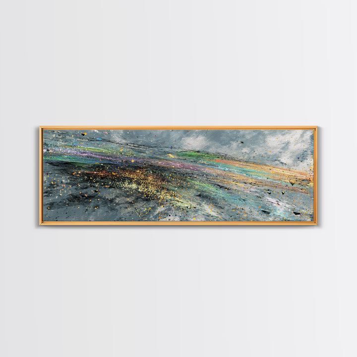 Rainbow Storm Abstract Landscape Canvas Print, Textured Art Print, Modern Wall Art, Blue Green Decor, Large Decor Art Gift
