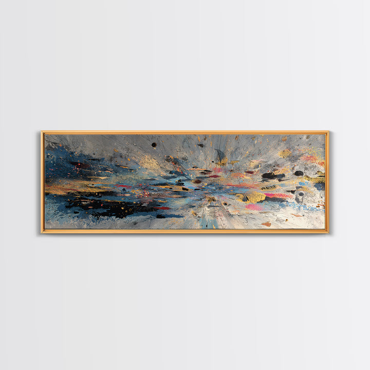 Moody Abstract Ocean Horizon Wall Art, Blue Gold Canvas Print, Modern Abstract Art, Living Room Decor, Unique Wall Decor Gift