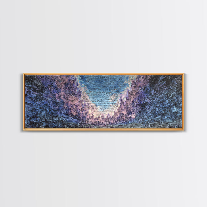 Icy Blue Mountain Canyon Abstract Wall Art, Panoramic Landscape Canvas, Modern Nature Decor, Large Living Room Art Print