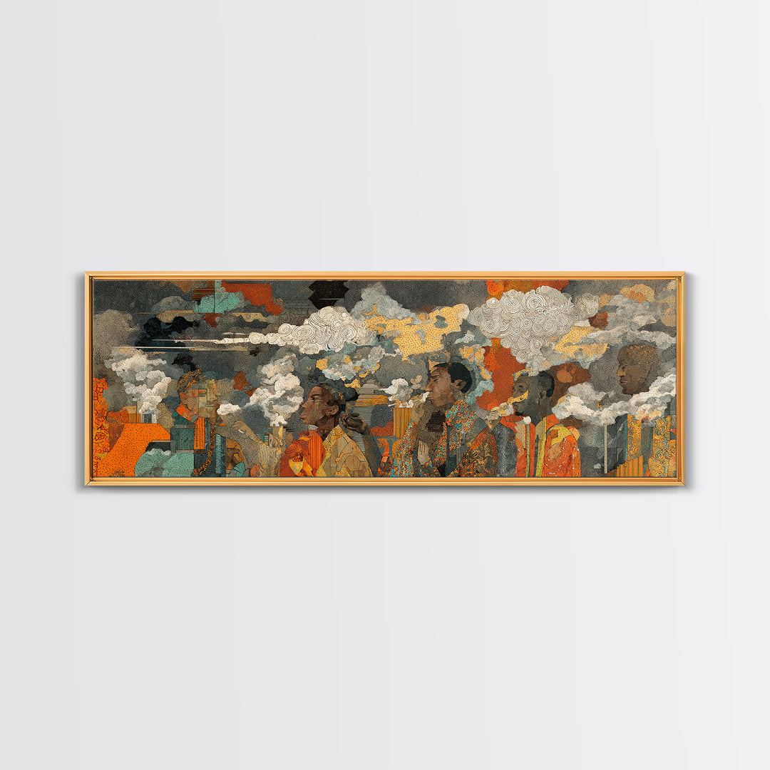 African Women Under Storm Clouds Wall Art, Cultural Portrait Canvas Print, Afrocentric Decor, Earth Tone Living Room Artwork
