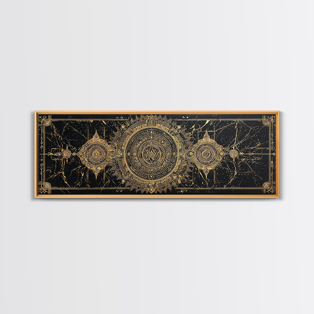 Black Gold Ornate Tribal Mandala Wall Art, African Inspired Geometric Canvas Decor, Luxury Art, Cultural Wall Decor Print