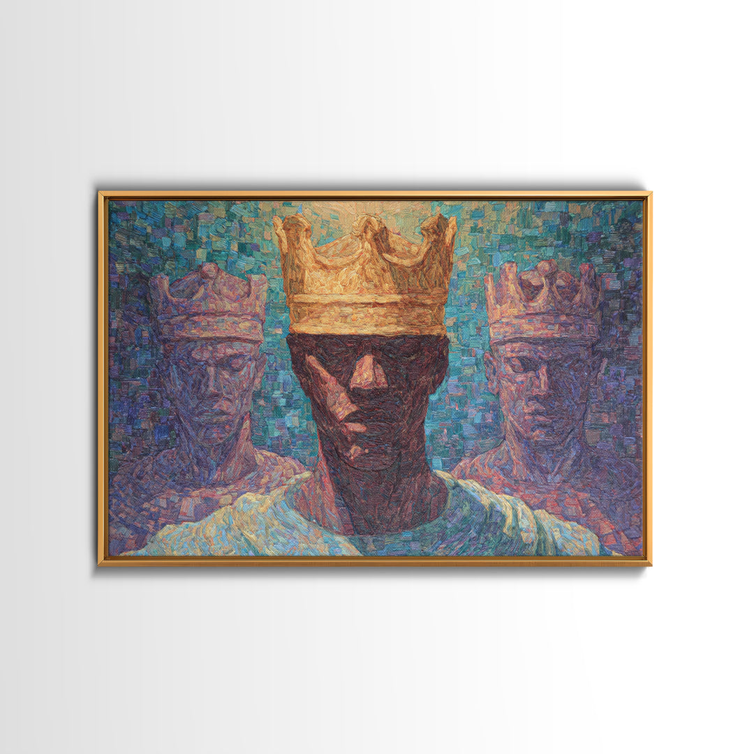 Impressionist Crowned African King Wall Art, Modern African Art Print, Black Culture Decor, Regal Portrait Canvas Print Gift