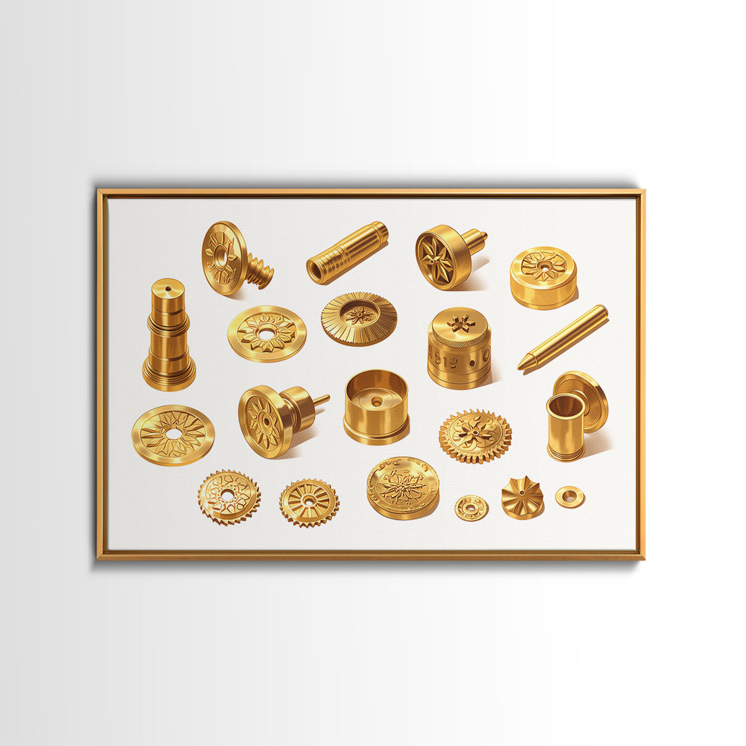 Golden Ornate Brass Hardware Study Canvas Print, Black And Gold Art, Luxury Canvas Art, Unique Home Office Decor, Men Gift