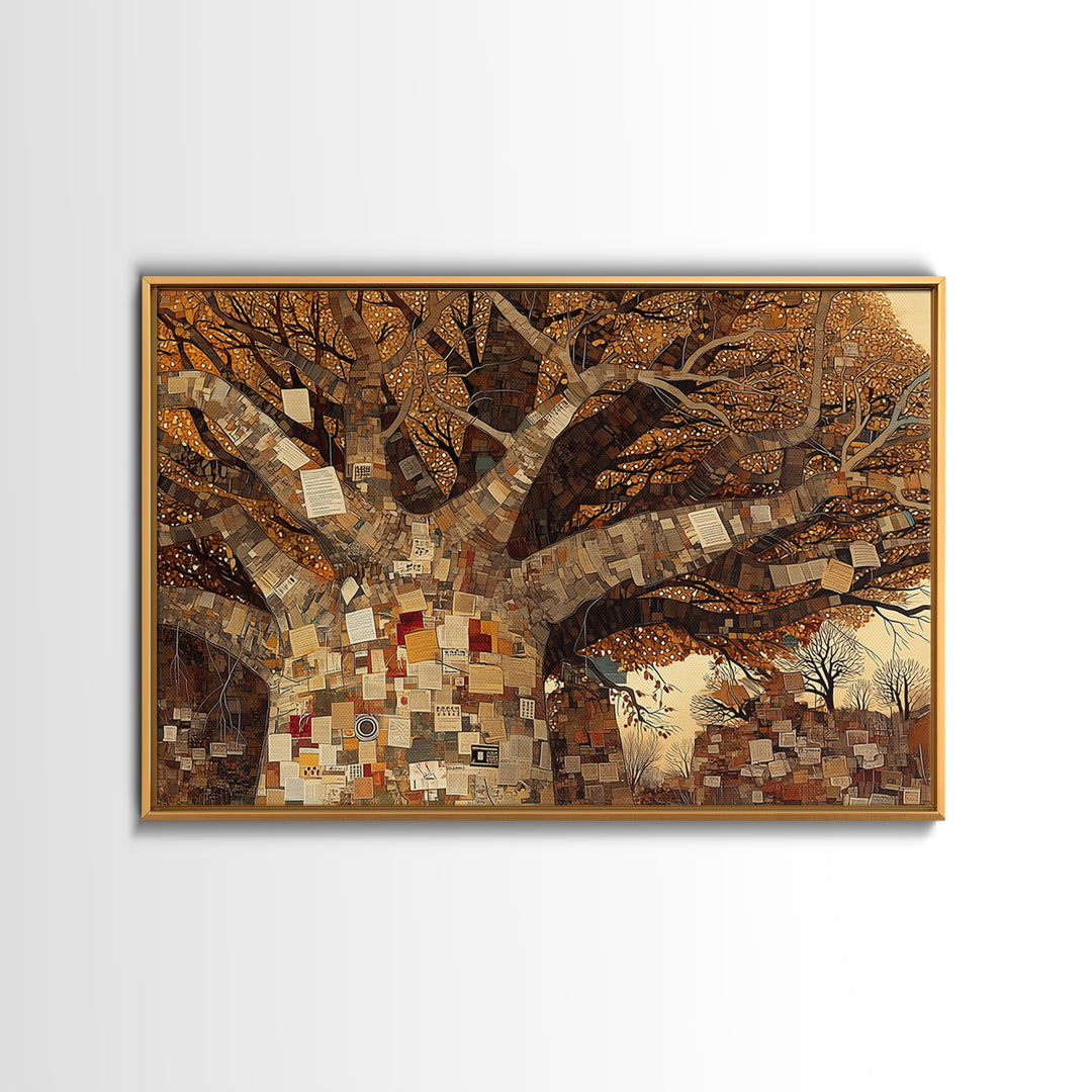 Baobab Tree Of Notes And Memories Wall Art, African Inspired, Mixed Media Canvas, Cultural Home Decor, Unique Wall Decor