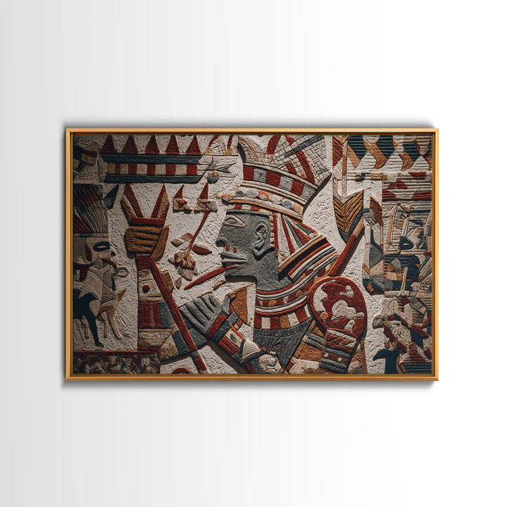 Ancient Egyptian Pharaoh Relief Wall Art, African Egyptian Art Print, Tribal Stone Texture, Cultural Home Decor Gift For Living Room