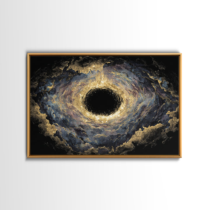 Golden Event Horizon Black Hole Canvas Print, Abstract Wall Art, Black And Gold Art, Luxury Canvas Art, Modern Home Decor