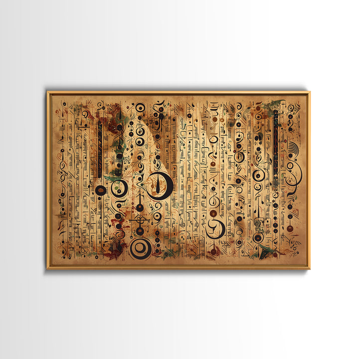 Ancient African Symbol Parchment Wall Art, Abstract African Art, Tribal Patterns, Afrocentric Decor, Cultural Canvas Print