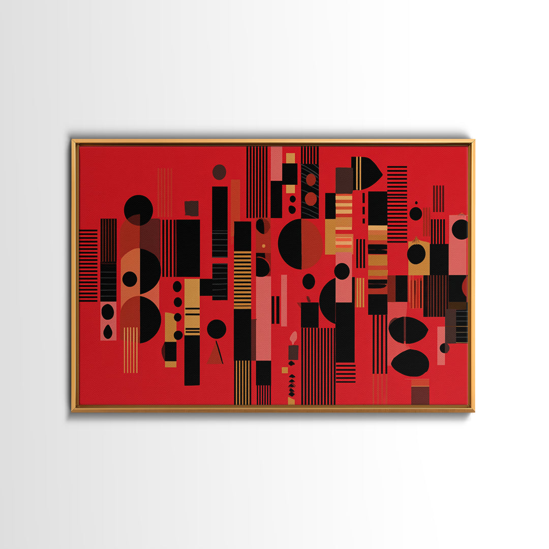 Red Black Geometric Abstract Wall Art, Modern African Art Print, Bold Urban Decor, Contemporary Canvas Print Statement Gift