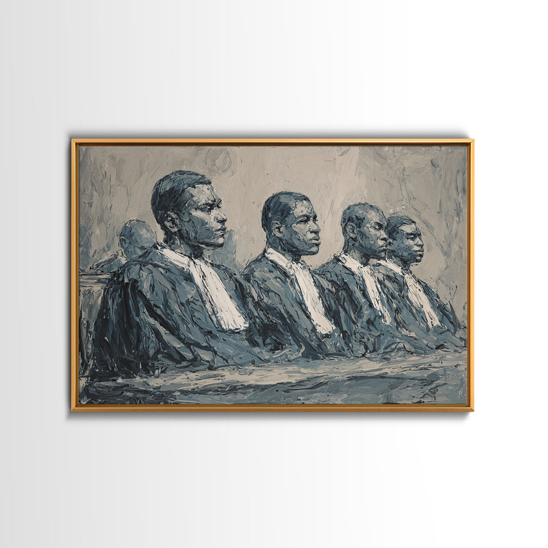 Distinguished Black Judges Framed Canvas Print, African American Art, Legal Portrait Wall Decor For Office And Study Room