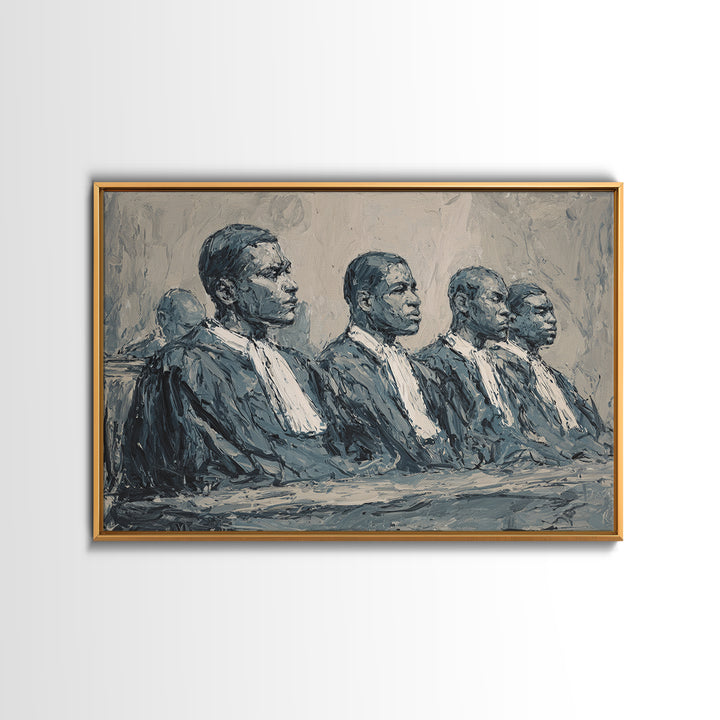 Distinguished Black Judges Framed Canvas Print, African American Art, Legal Portrait Wall Decor For Office And Study Room