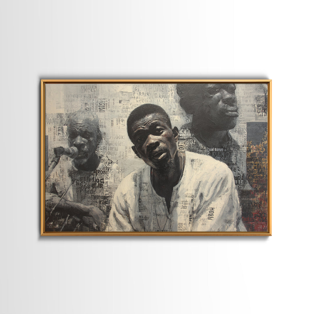 Textured Black Musicians Portrait Wall Art, African American Art Print, Black Culture Art, Modern Afrocentric Home Decor