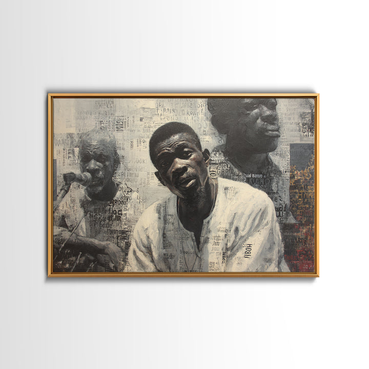 Textured Black Musicians Portrait Wall Art, African American Art Print, Black Culture Art, Modern Afrocentric Home Decor