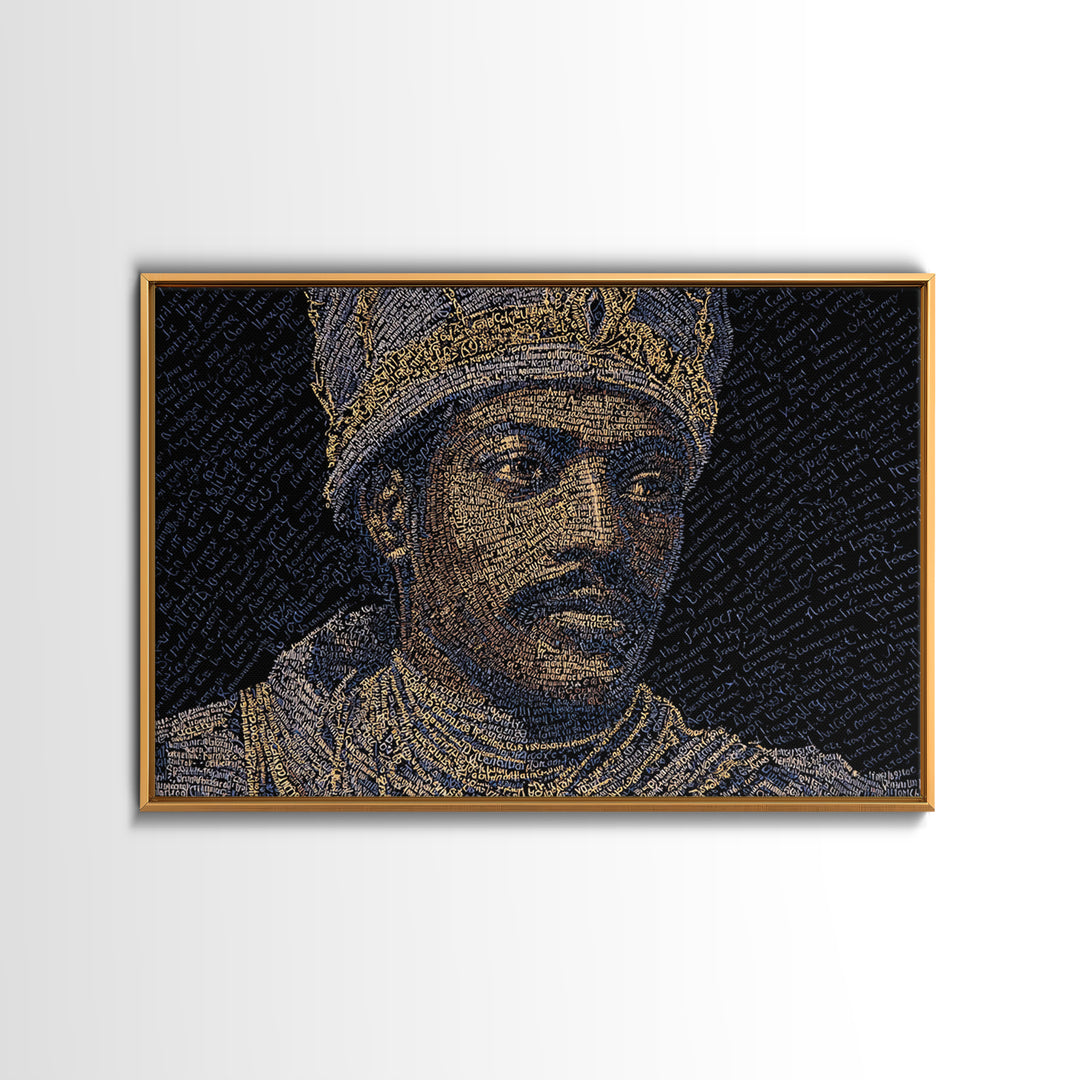 Regal African King Portrait Canvas Print, Black Man Art, African American Art, Gold Jewelry Canvas, Afrocentric Wall Decor