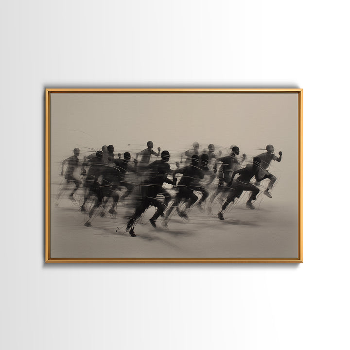 Sepia African Runners In Motion Canvas Print, Athletic Black Art, Modern African Art Decor, Dynamic Race Wall Decor Gift