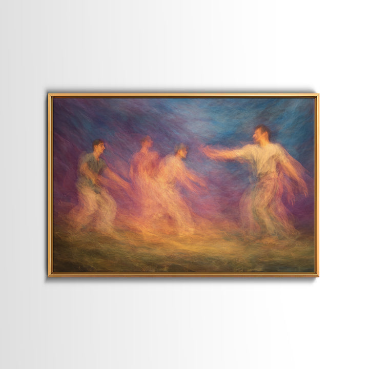 Colorful Spirit Dancers In Motion Wall Art, African Celebration Print, Abstract Ethnic Decor, Dreamy Modern Canvas Art Gift