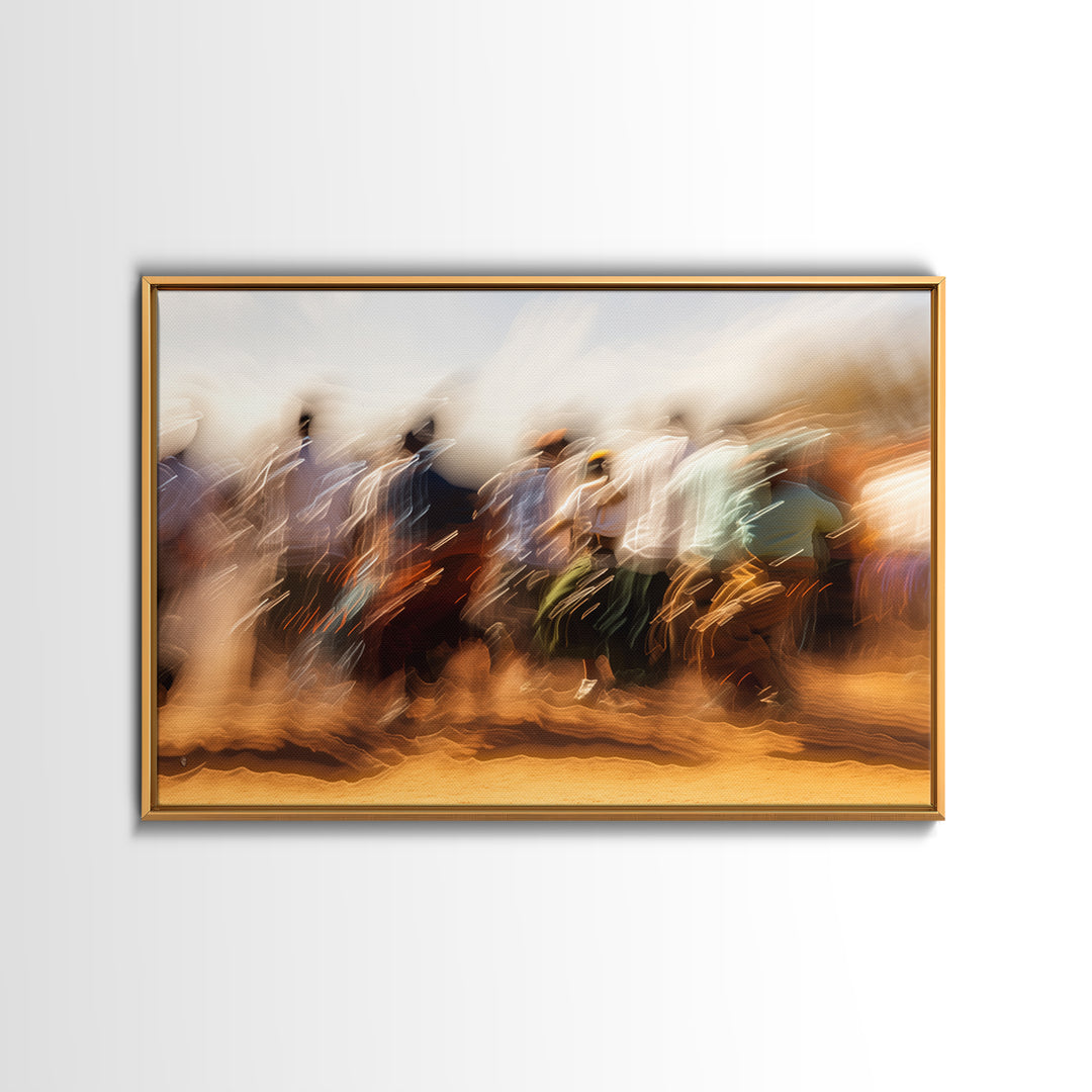 Sunlit African Crowd Procession Wall Art, Motion Blur Cultural Art Print, Black People Decor, Modern Canvas Home Decor Gift