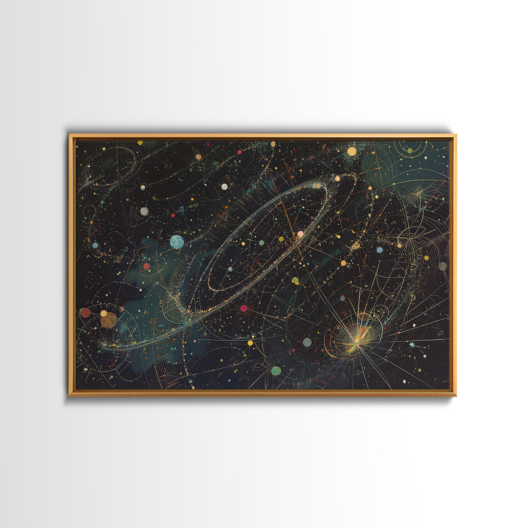 Cosmic Planetary Orbit Map Canvas Print, Abstract Wall Art, Modern Office Decor, Celestial Space Poster, Unique Home Decor