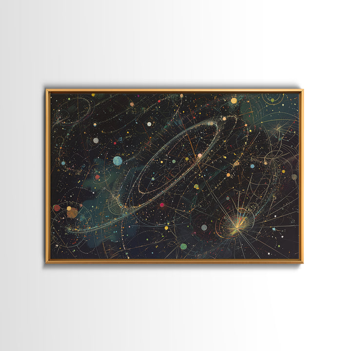 Cosmic Planetary Orbit Map Canvas Print, Abstract Wall Art, Modern Office Decor, Celestial Space Poster, Unique Home Decor