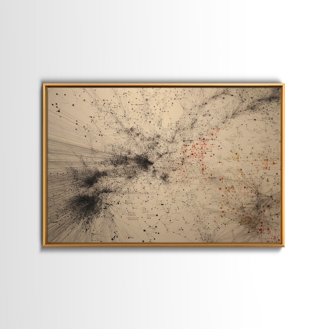 Beige Network Constellation Abstract Canvas Print, Modern Art, Digital Wall Art, Minimalist Office Decor, Unique Wall Decor