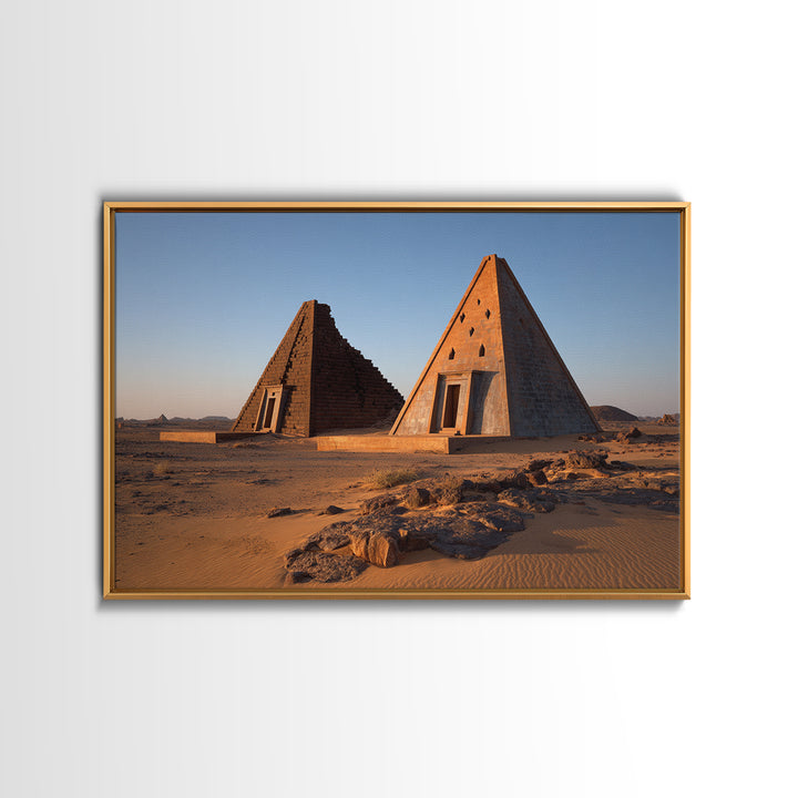 Nubian Desert Pyramids Photo Canvas Print African Landscape Wall Art Ancient African Art Decor Sudan Travel Poster Gift For Him
