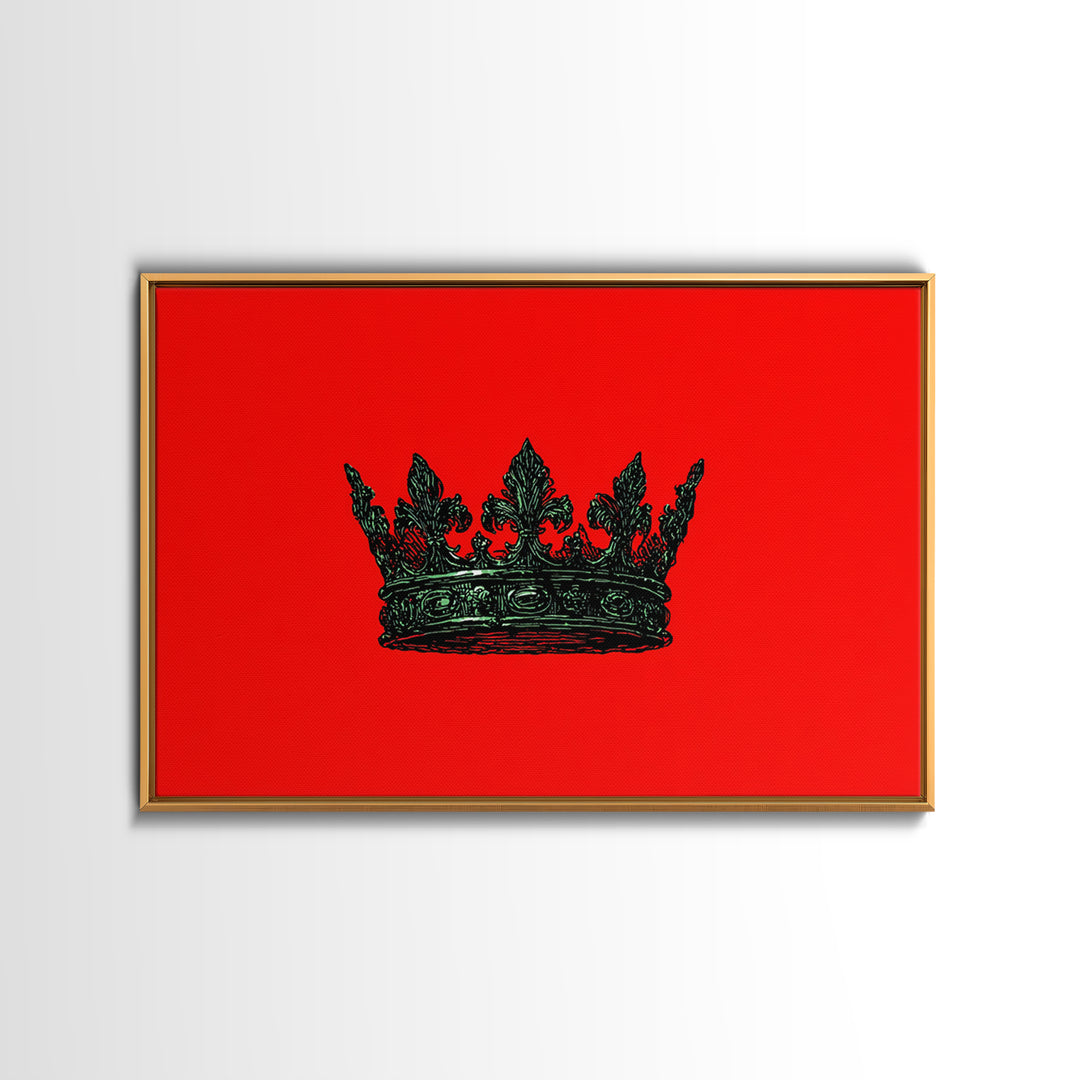 Black Crown On Red Background Wall Art, African Queen Decor, Royal Afrocentric Print, Bold Modern Black Culture Art, Statement Wall Decor