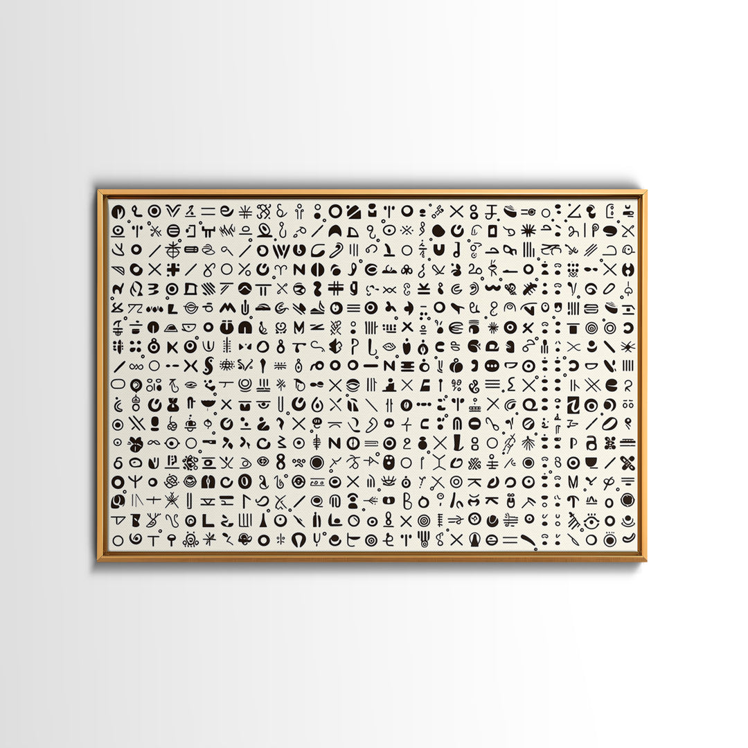 Adinkra Inspired Black Symbol Grid Wall Art, African Print Decor, Minimalist Tribal Pattern, Cultural Gallery Wall Art, Home Decor