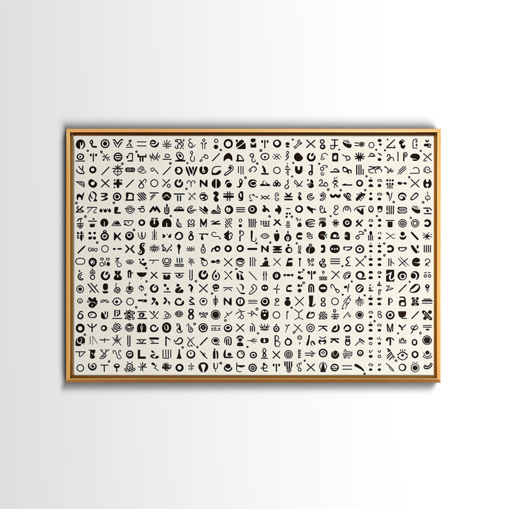 Adinkra Inspired Black Symbol Grid Wall Art, African Print Decor, Minimalist Tribal Pattern, Cultural Gallery Wall Art, Home Decor