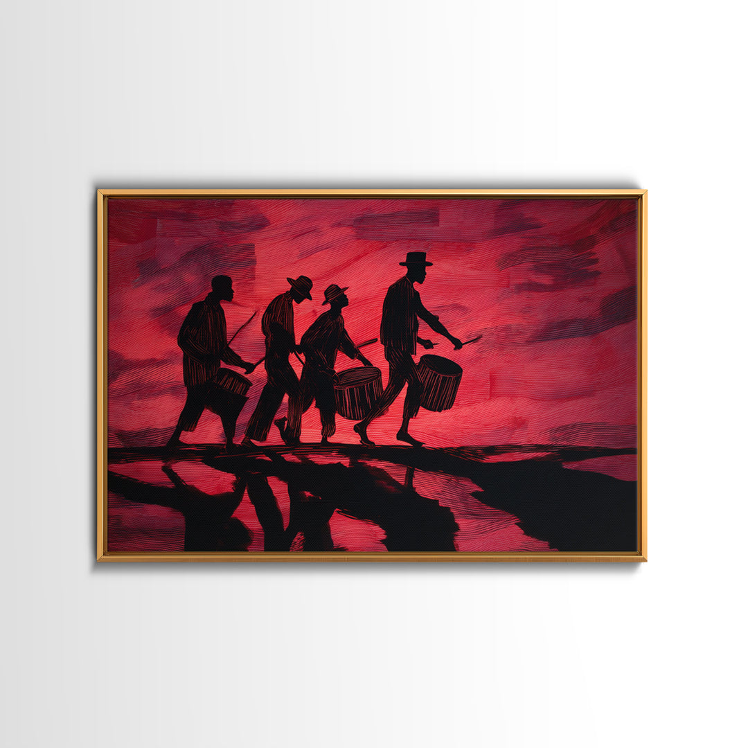 Red Sunset African Drummers Silhouette Wall Art, Afrocentric Music Print, Tribal Culture Decor, Black History Gift, Living Room Decor