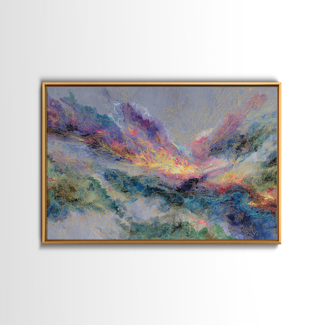 Colorful Abstract Mountain Light Canvas Print, African Art Abstract, Modern Wall Art, Luxury Home Decor, Textured Painting