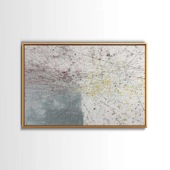Red Yellow Network Abstract Painting, Minimalist Modern Wall Art, Contemporary Office Decor, Large Canvas Print Gift Artwork