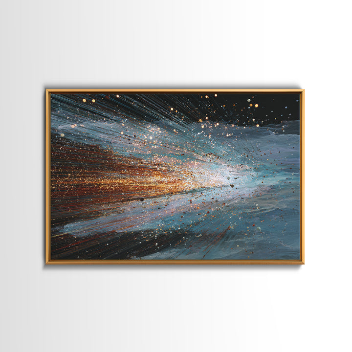 Blue Orange Energy Wave Abstract, Dynamic Motion Wall Art, Modern Office Decor, Contemporary Canvas Print Gift For Him Artwork