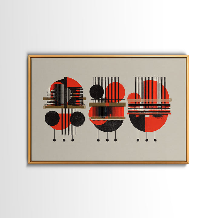 Red Black Geometric Abstract Canvas Print, Modern African Pattern Wall Art, Minimalist Mid Century Home Decor Gift For Living Room