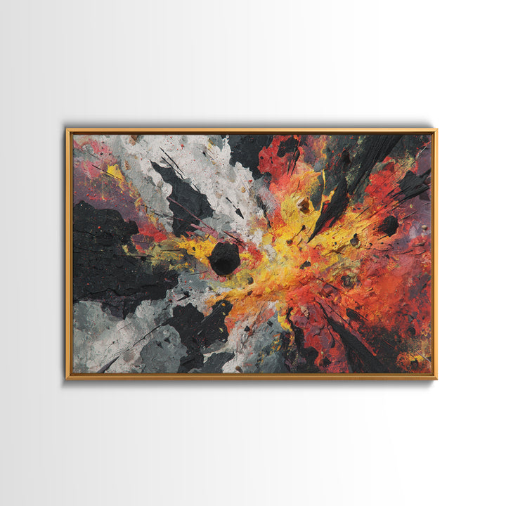 Explosive Red Gold Black Abstract Canvas Print, Bold Modern Art, Statement Wall Decor For Living Room Or Office Home Decor Gift