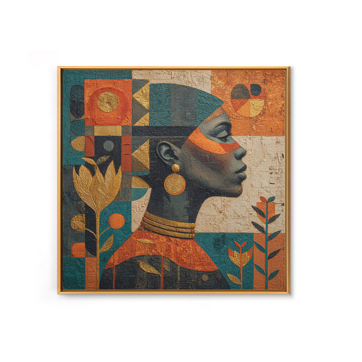 African Goddess Emerging from Botanical Forms and Canvas Print, African Inspired Art, Removable Wallpaper, Living Room Decor, AIA-1x1-39