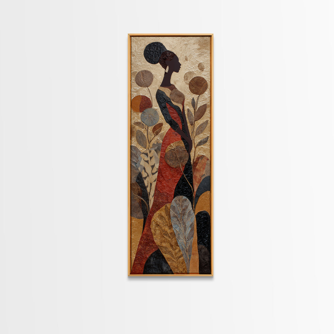 African Goddess Emerging from Botanical Forms and Canvas Print, African Inspired Art, Bedroom Wall Decor, Living Room Decor, AIA-1x3-51