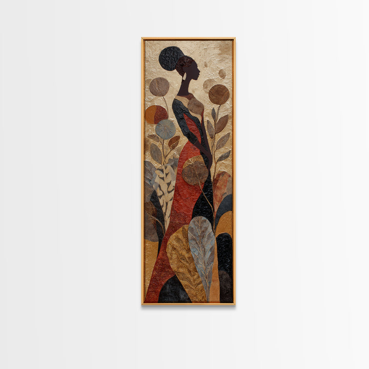 African Goddess Emerging from Botanical Forms and Canvas Print, African Inspired Art, Bedroom Wall Decor, Living Room Decor, AIA-1x3-51