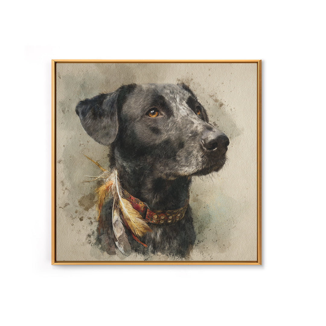 Dog Portrait with Painterly Collar and Loyal Canvas Print, Animal Art, Modern Wall Art, Living Room Decor, Fine Art, Creature, ANI-1x1-13