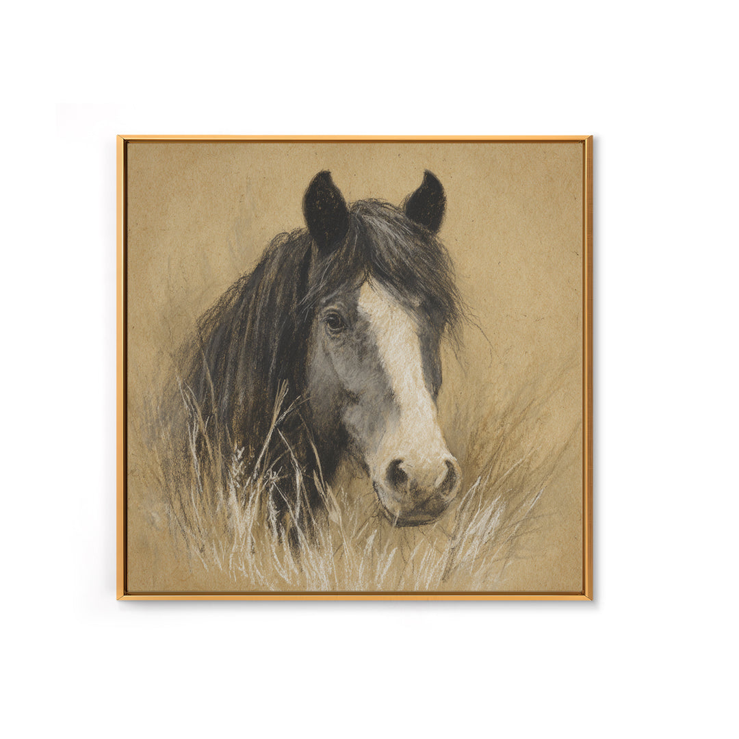 Majestic Horse Head Framed Canvas Print, Animal Art, Nursery Wall Art, Living Room Decor, Fine Art, Creature, Trendy Wall Art, ANI-1x1-27