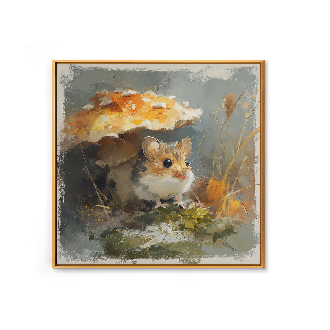 Tiny Field Mouse Framed Canvas Print, Animal Art, Cat Art, Living Room Decor, Watercolor Art, Creature, Art Print, ANI-1x1-34