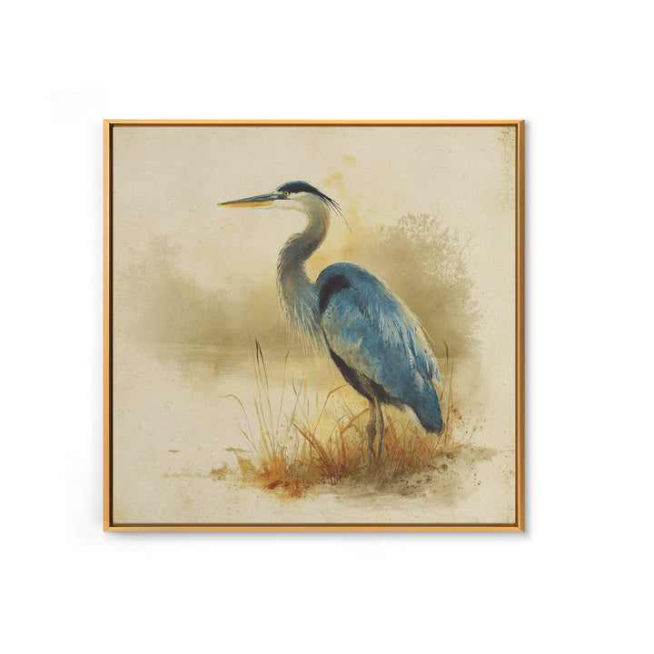 Blue Heron Standing Canvas Print, Animal Art, Printable Art, Living Room Decor, Fine Art, Creature, Downloadable Art, ANI-1x1-35