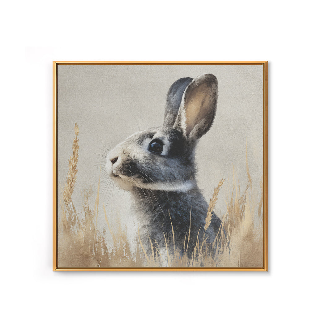 Curious Rabbit in a Soft Watercolor Meadow Canvas Print, Animal Art, Trendy Wall Art, Living Room Decor, Fine Art, Creature, ANI-1x1-5