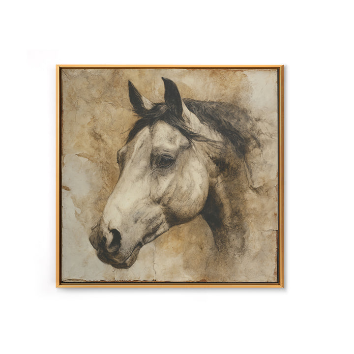 Majestic Horse Head Framed Canvas Print, Animal Art, Safari Nursery Decor, Living Room Decor, Oil Painting, Creature, ANI-1x1-51