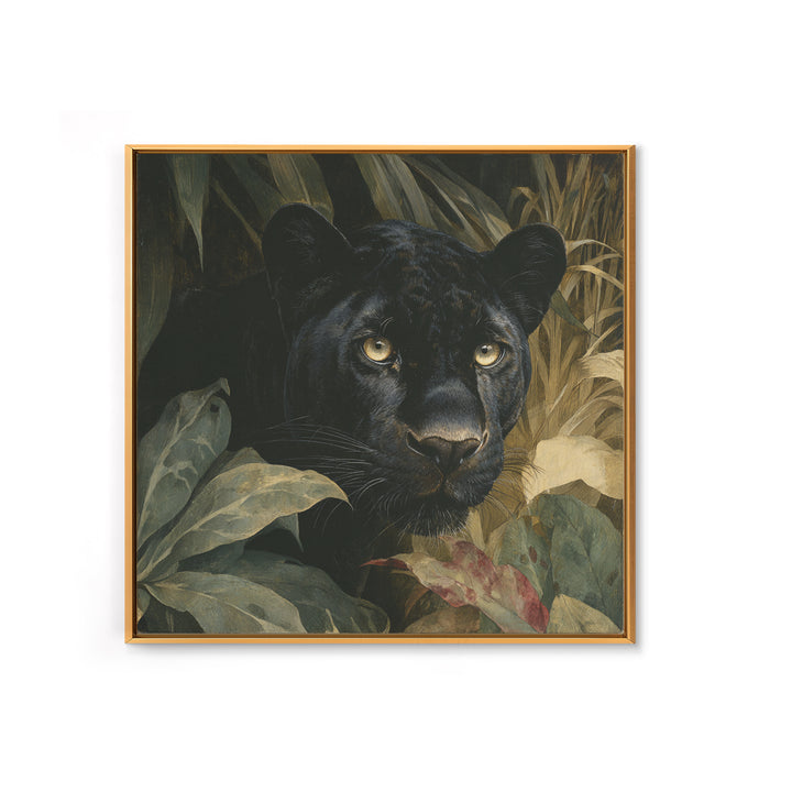 Dramatic Black Panther Emerging from Deep Jungle Canvas Print, Animal Art, Nursery Art, Living Room Decor, Oil Painting, ANI-1x1-54