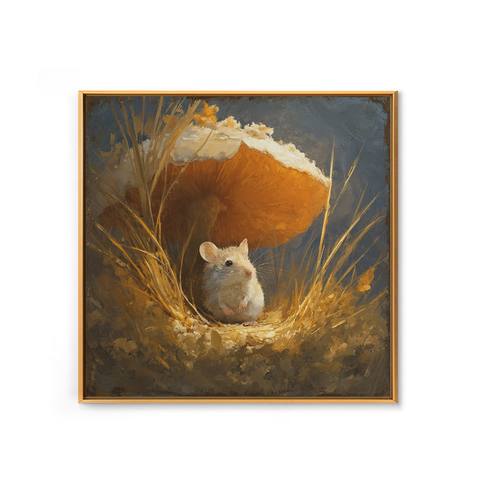 Tiny Field Mouse Framed Canvas Print, Animal Art, Cat Art, Living Room Decor, Watercolor Art, Creature, Art Print, ANI-1x1-58